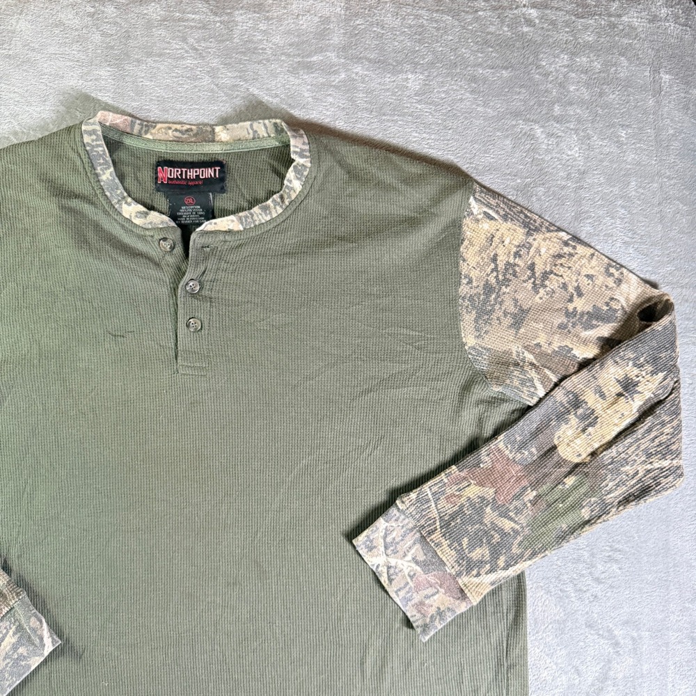 Thermal Henley Shirt Camo Spliced Northpoint Men's Long Sleeve Size 2XL